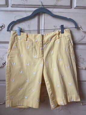 Talbots 2P Yellow & White Butterfly Print Cotton Shorts